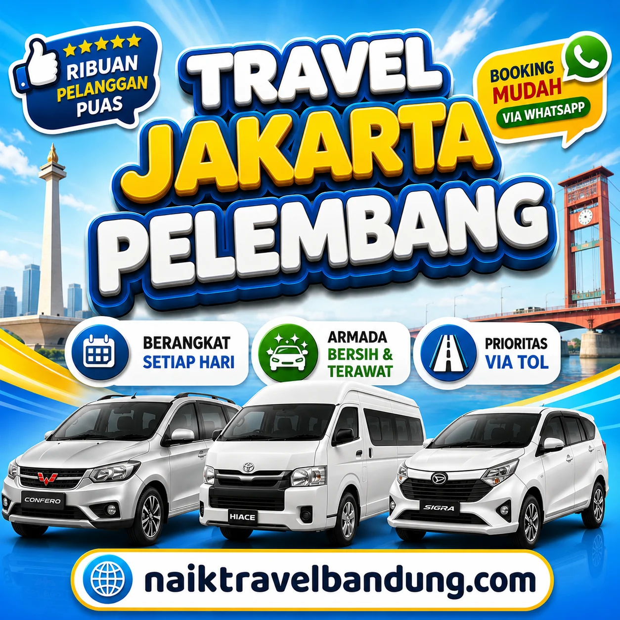 Terkoreksi 12% Harga Travel Jakarta Palembang Via Tol Langsung Tiket Murah